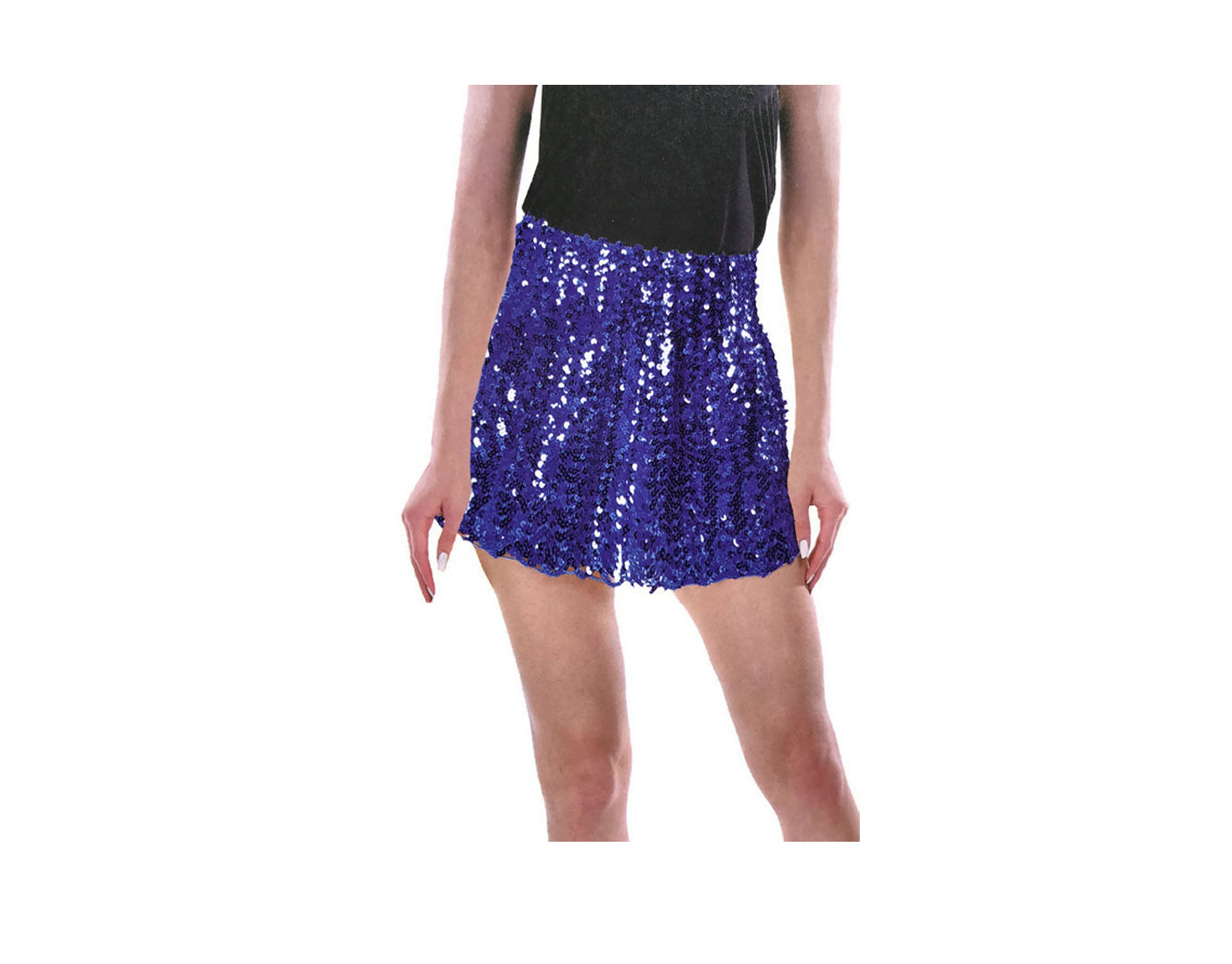 NNEDSZ Ladies Adult Deluxe SEQUIN SKIRT Party Costume Dress Up Bling Fringe Tassel - Blue