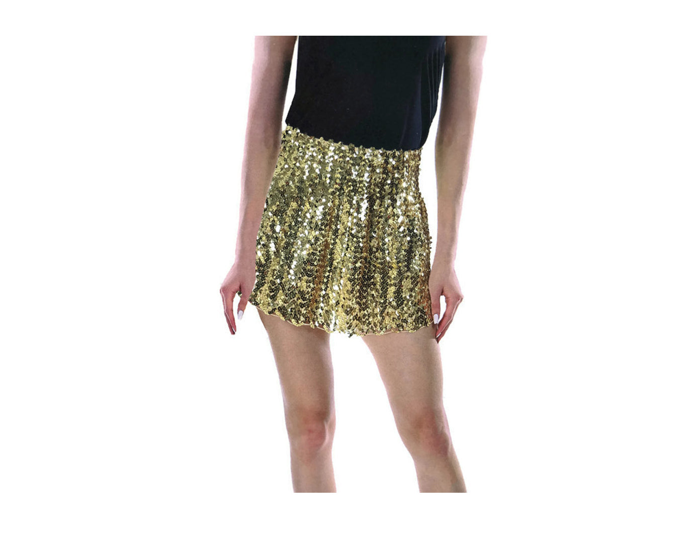 NNEDSZ Ladies Adult Deluxe SEQUIN SKIRT Party Costume Dress Up Bling Fringe Tassel - Gold