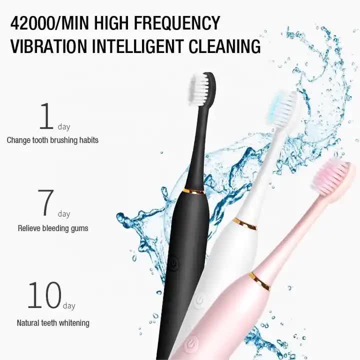 NNEDSZ X-3 Sonic Electric Toothbrush in White, 8 Brush Heads, Travel Case, USB Charging, and Stand Included