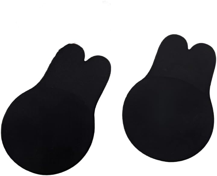 Rabbit Ears (Combo) Lifting Chest Pads, Push-Up Adhesive Bra For Women, Reusable, Black and Beige, 2 Pairs