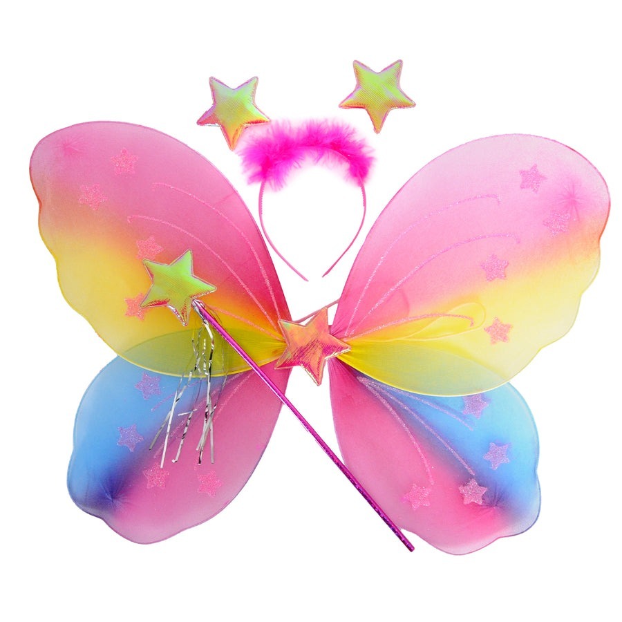 NNEDSZ Girls Kids Angel Fairy Butterfly Wing Princess Party Costume Prop - Rainbow