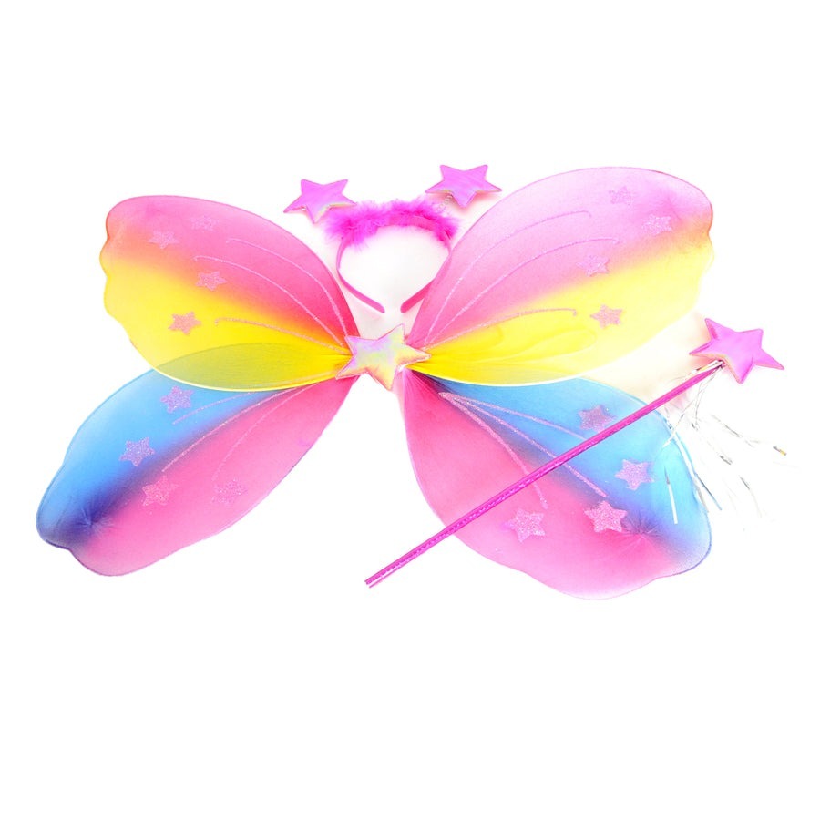 NNEDSZ Girls Kids Angel Fairy Butterfly Wing Princess Party Costume Prop - Rainbow