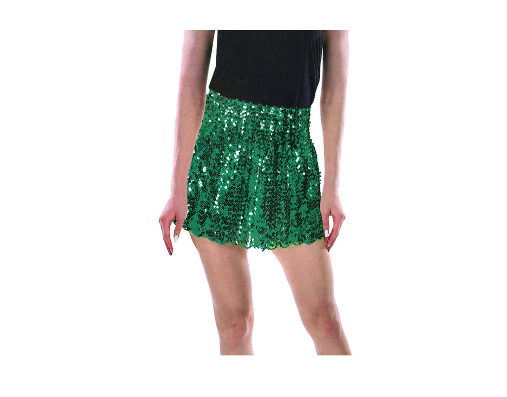 NNEDSZ Ladies Adult Deluxe SEQUIN SKIRT Party Costume Dress Up Bling Fringe Tassel - Green