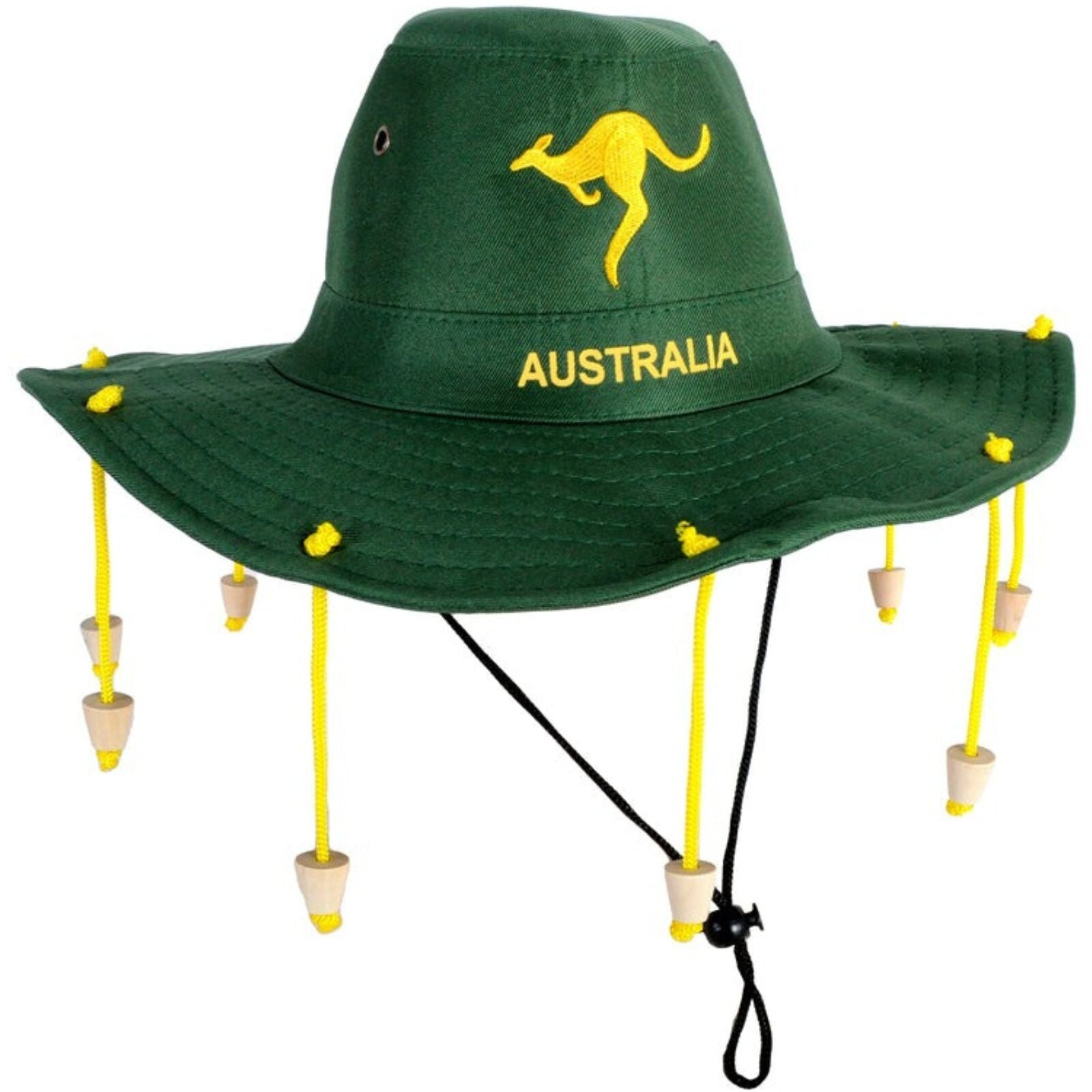NNEDSZ Australian Cork Hat – Green with Gold Kangaroo Embroidery Aussie Australia Day