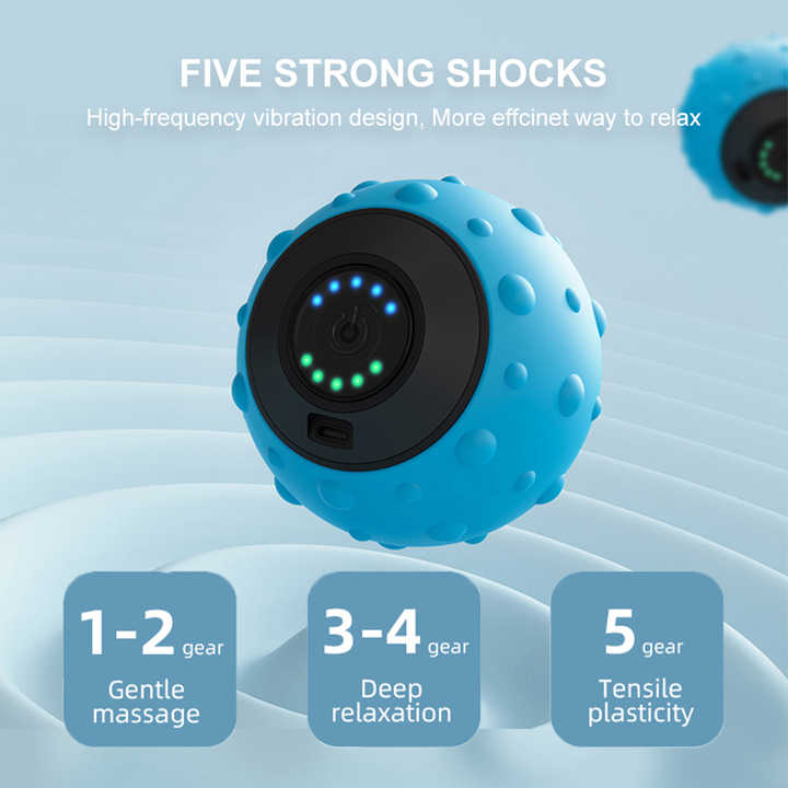 NNEDSZ Blue Vibrating Massage Ball - Deep Tissue Muscle Relaxation & Recovery Tool - Portable Electric Massager with USB Rechargeable Design