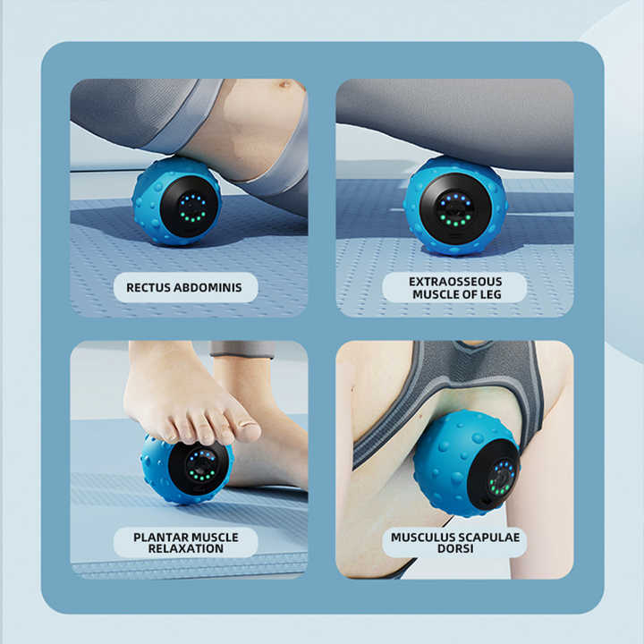 NNEDSZ Blue Vibrating Massage Ball - Deep Tissue Muscle Relaxation & Recovery Tool - Portable Electric Massager with USB Rechargeable Design
